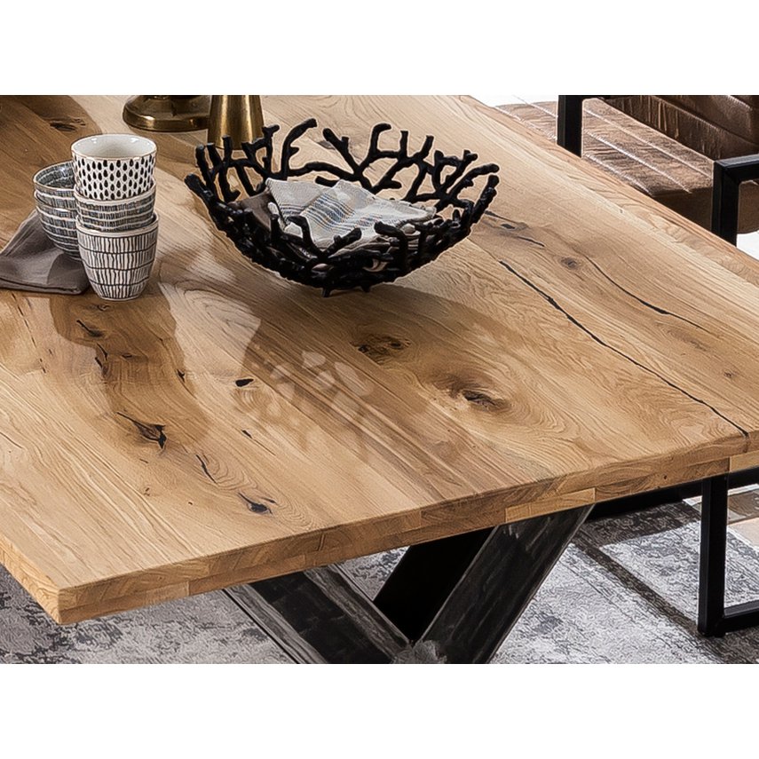 Eettafel Wild Eikenhout met X-frame - Bruin/Zwart 200x100 cm - Afbeelding 5
