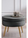 Ronde Fluwelen Poef met Goudkleurig Frame 52 cm