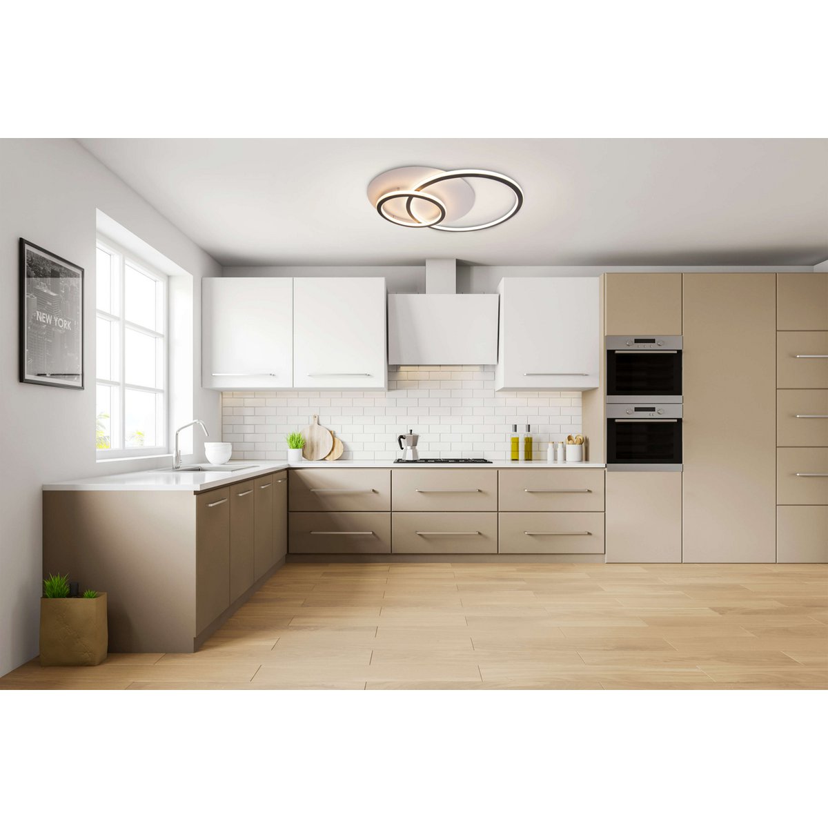 Näve Kirk Plafondlamp met Drie Ringen - Zwart/Wit - Afbeelding 10