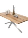 Industriële eettafel wild eiken 200 cm met antiek zilveren frame