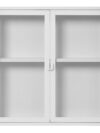Hangende vitrinekast staal wit met 2 glazen deuren 80 x 18 x 80 cm