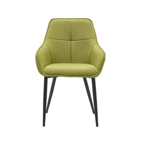 Groene Fauteuil met Linnen Bekleding en Metalen Frame