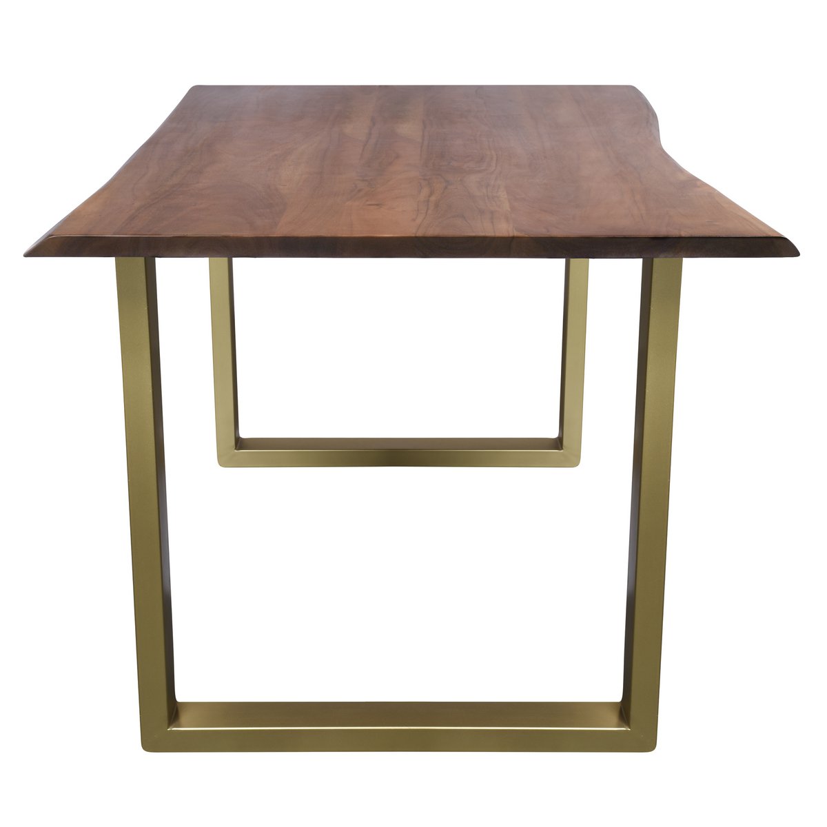 Natuurlijke Eettafel met Organisch Houten Blad en Messingkleurig Frame 160 cm - Afbeelding 4