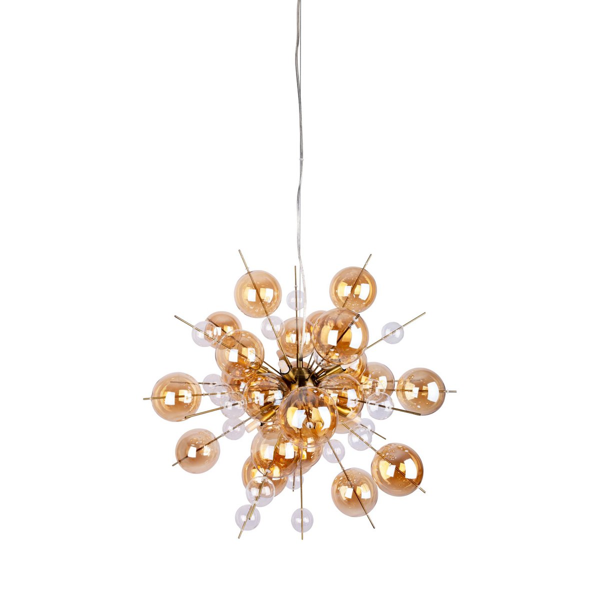 Explosie Plafondlamp met Amberkleurige en Heldere Glazen Bollen - Afbeelding 5