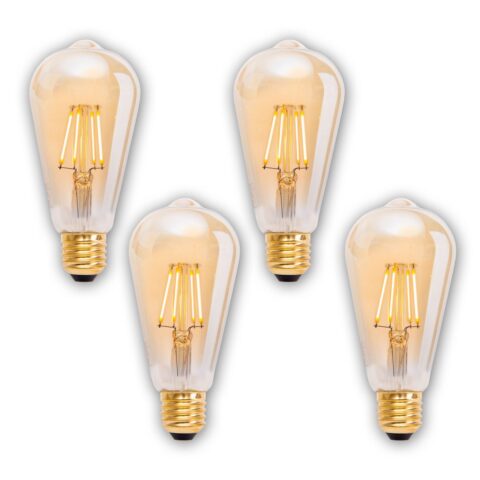 Set van 4 Dimbare LED Filamentlampen Amber E27