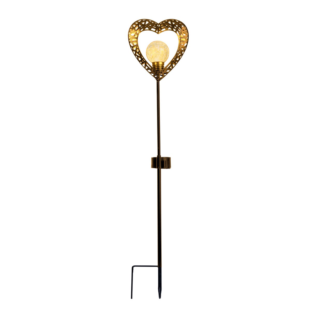 2 Set LED LED Solar Lamp "Heart" met Earth Skeer voor de tuin en terras gemaakt van metaal in zwart, en goud, met stevig ingebouwde LED's, 59 cm hoog - Afbeelding 4