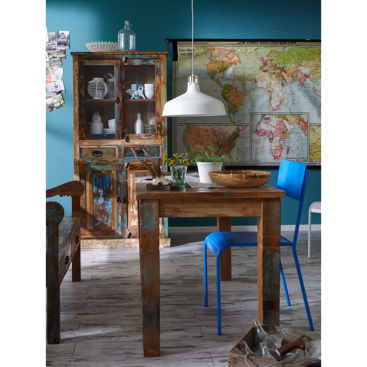 Eettafel van Gerecycled Hout - Meerkleurig 140x70 cm - Afbeelding 6
