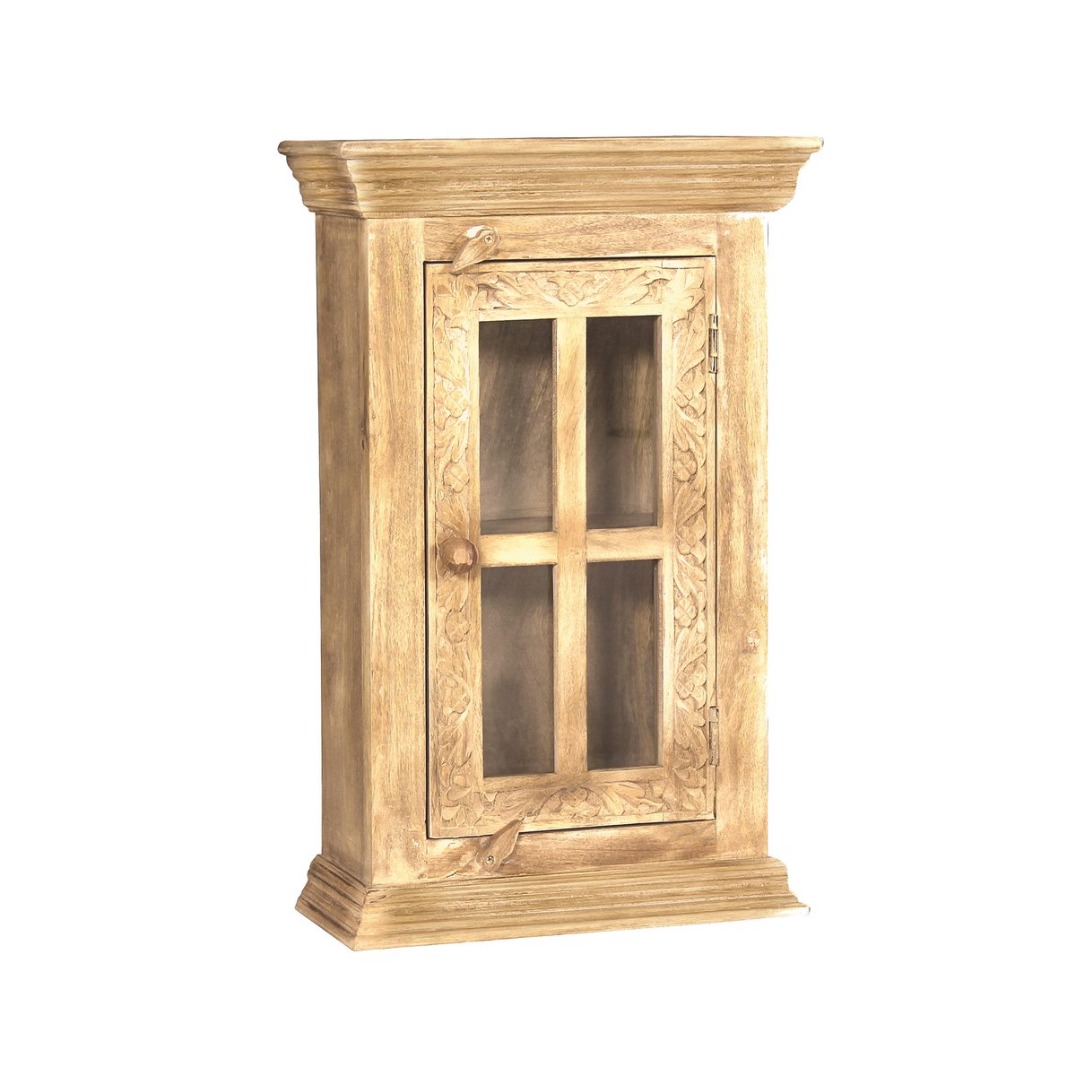 Exotische Wandkast van Mangohout met Glazen Deur