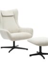 Beige Fauteuil met Hocker en Draaifunctie