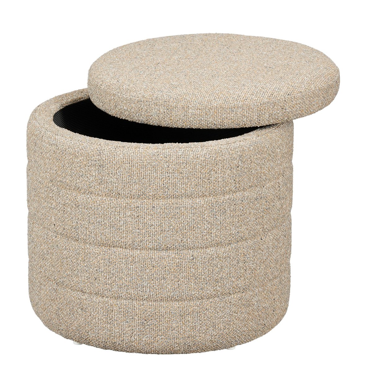 Mica Decorations Opbergpoef Rond Beige met Deksel 42 cm - Afbeelding 2