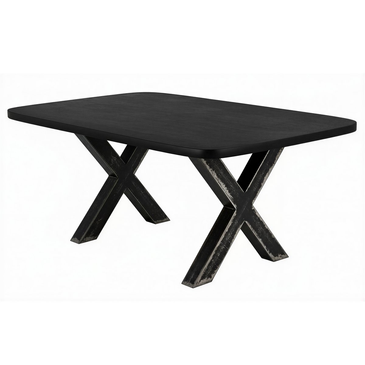 Eettafel Zwart Mangohout met X-frame - 200x100 cm