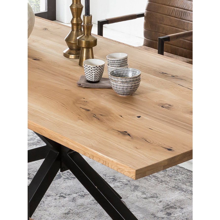 Eettafel wild eikenhout zwart 180 x 100 cm - Afbeelding 5