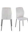 Set van 2 eetkamerstoelen grijs velvet met diamantstiksel