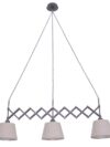 Shear hanger lamp "Adrienne", breedte uit te strekken van 52-100 cm, gemaakt van bruin metaal met natuurlijk gekleurde textiel parasols, E27-versies, verlichting voor woonkamer, eetkamer of kantoor