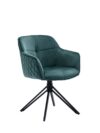 Groene Draaifauteuil met Fluwelen Bekleding en Zwart Metalen Frame