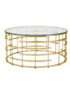 Ronde salontafel glas met goudkleurig roestvrijstalen frame 90 cm