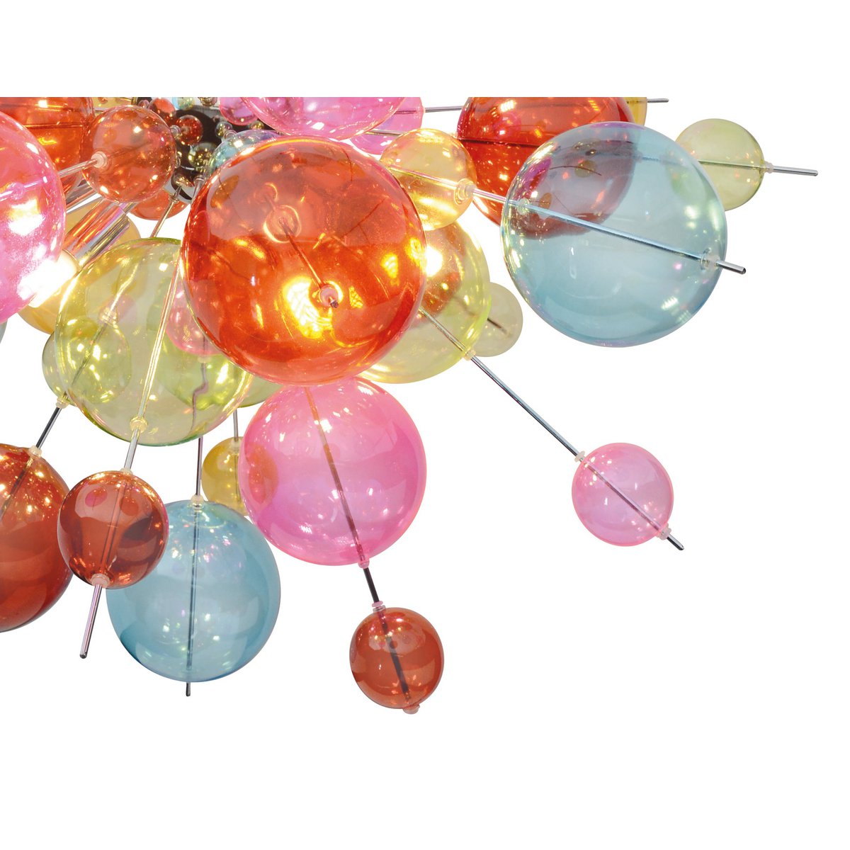 Hanger lamp "explosie" gekleurd gemaakt van metaal en glas, G9 -versies, hangende lamp voor eetkamer, woonkamer, hal of kantoor, Øca. 65 cm - Afbeelding 7