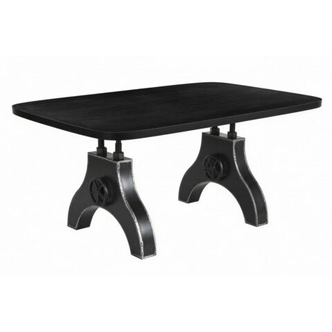 Industriële Zwarte Eettafel van Mangohout met Metalen Slingerwiel