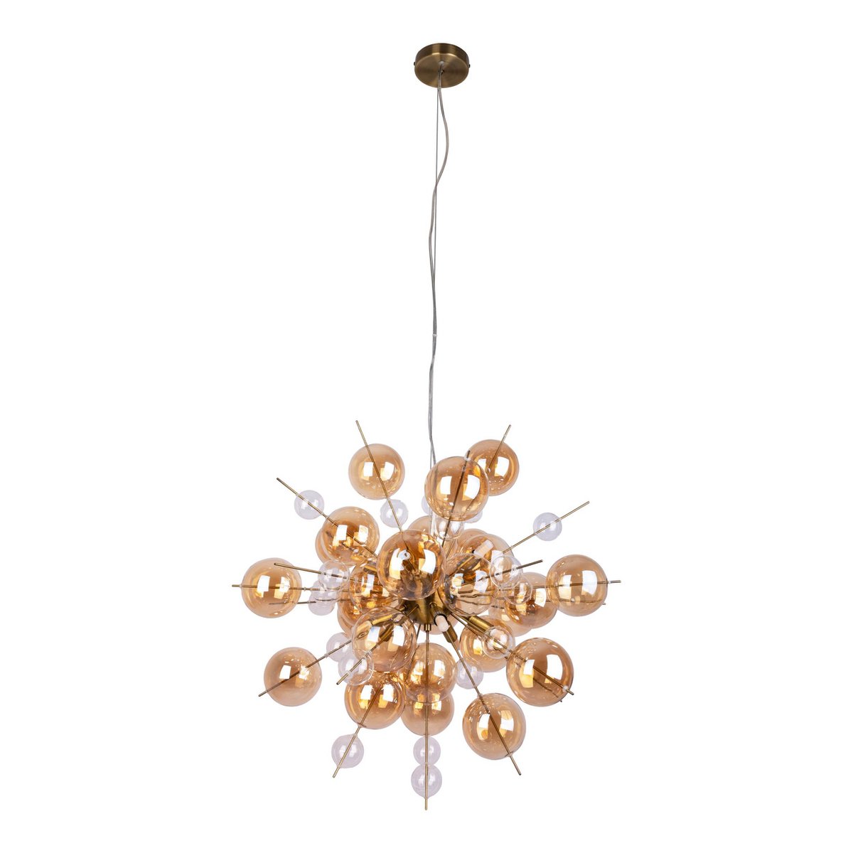 Explosie Plafondlamp met Amberkleurige en Heldere Glazen Bollen