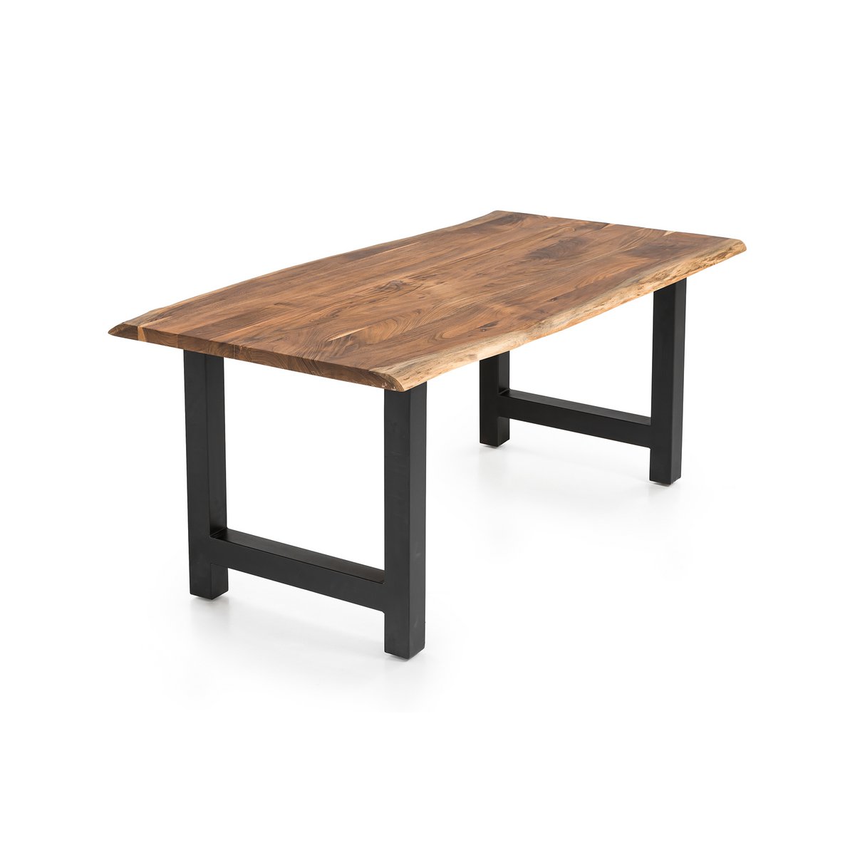 Massief Acaciahouten Eettafel met Zwart H-frame 140 cm