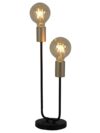 Tabellamp 2-flame. "Modo" gemaakt van metaal in zwart, versies in goud, E27 -aansluiting, tafellamp voor woonkamer, eetkamer, keuken, gang, gang of kantoor, 45 x 14 cm