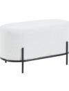 Bouclé Bankje Wit met Zwart Metalen Frame - 80 cm