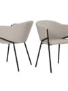 Fauteuilset van 2 met Structuurstof en Zwart Metalen Frame Beige