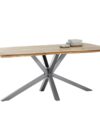 Industriële Eettafel met Massief Houten Blad en Zilverkleurig Frame 220 cm