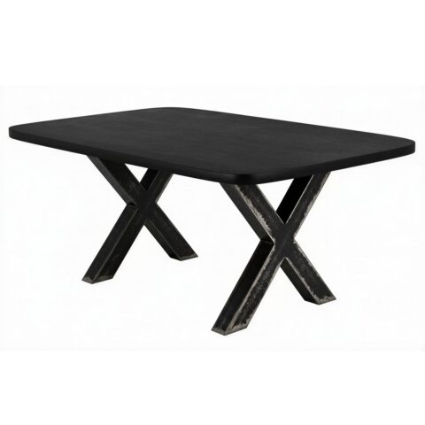 Zwarte Industriële Eettafel 220 cm van Mangohout met X-frame