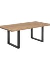 Eettafel van Wild Eikenhout met Boomrand en Zwart Metalen Onderstel 160 cm