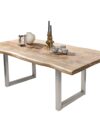 Eettafel Mangohout met Boomrand - Bruin/Zilver 200x100 cm