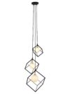 3-flame hanglamp "Cadre", retro hanglamp gemaakt van metaal en glas in zwart en wit met een G9-aansluiting, in totaal 147 cm hoog, voor woonkamer en kantoor.