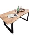 Industriële eettafel van massief hout met boomrand 200 cm zwart frame