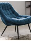 Fauteuil XXL velours blauw metaal zwart