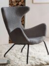 Scandinavische Relaxstoel met Teddy Stof Grijs Zwart 77 x 62 x 95 cm