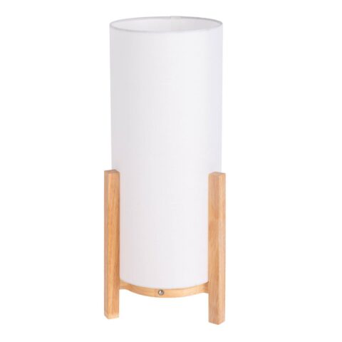 Tafellamp Madita van Hout en Textiel op Batterij - Wit