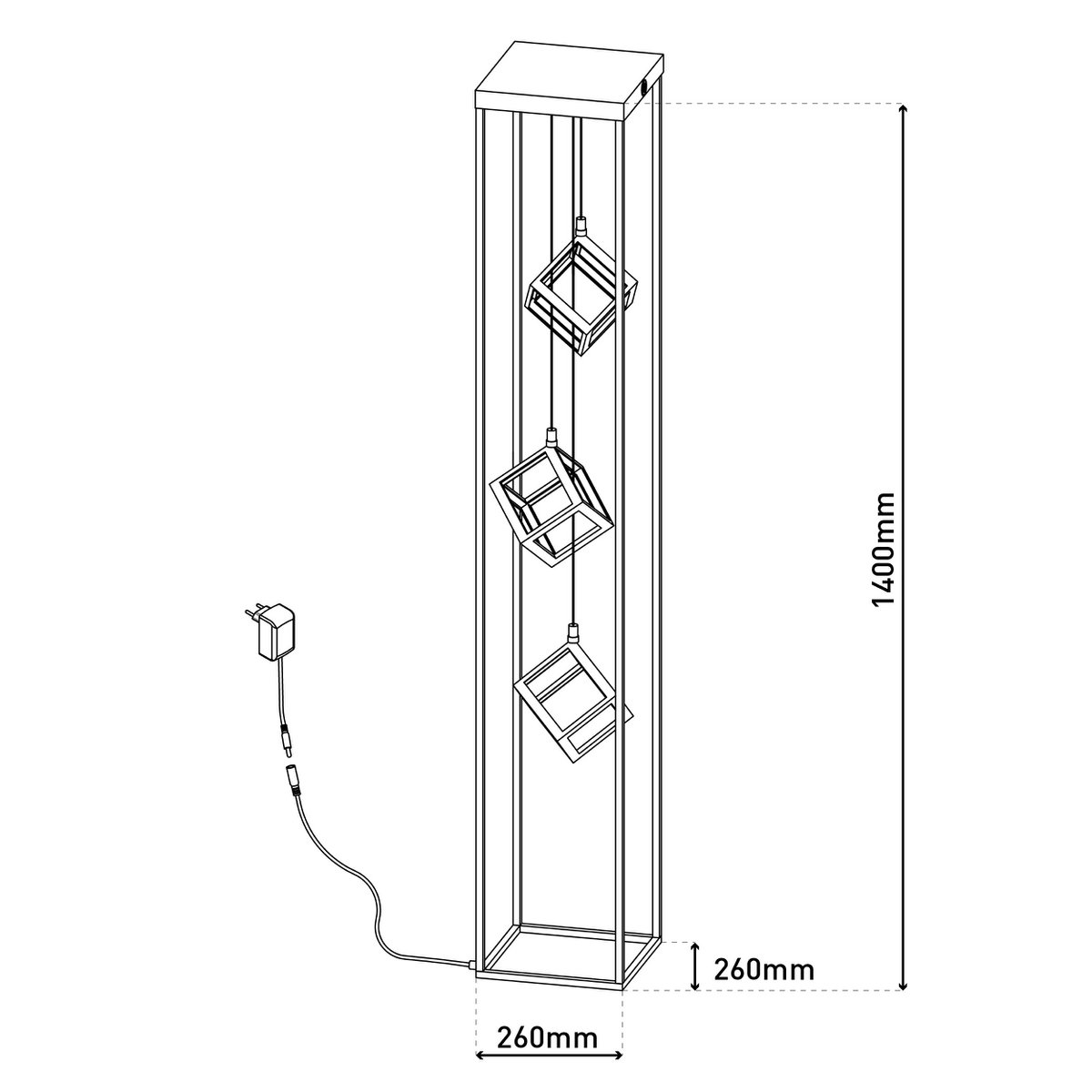 LED vloerlamp h: 140cm "Tripoli" - Afbeelding 8