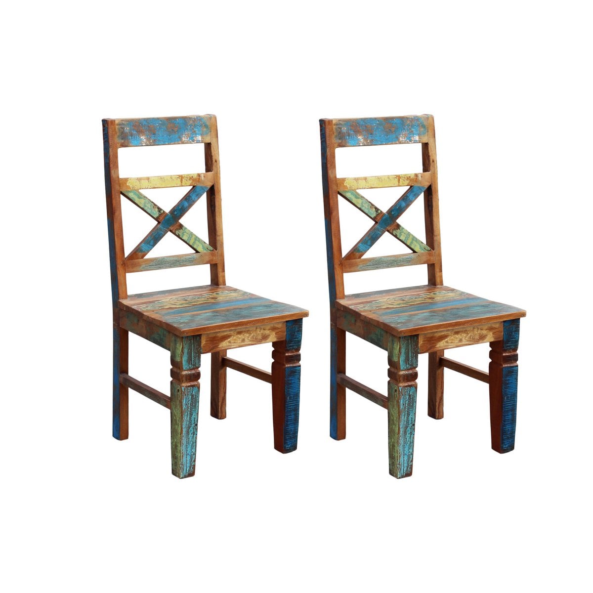 Eetkamerstoel van Gerecycled Bootshout Meerkleurig