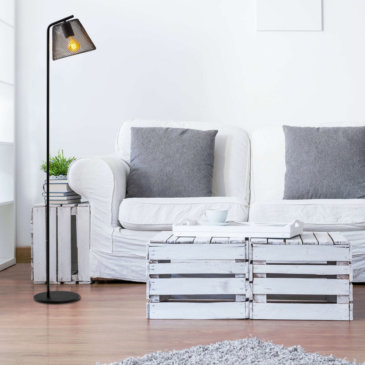 Staande lamp "Korie", vloerlamp gemaakt van zwart in zwart, met E27 -aansluiting, 140 cm hoog, voor de woonkamer en kantoor. - Afbeelding 5