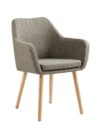 Scandinavische fauteuil bruin met eikenhouten poten