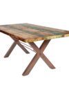 Tafel 160x85 cm, teruggewonnen hout geschilderd in felle kleuren