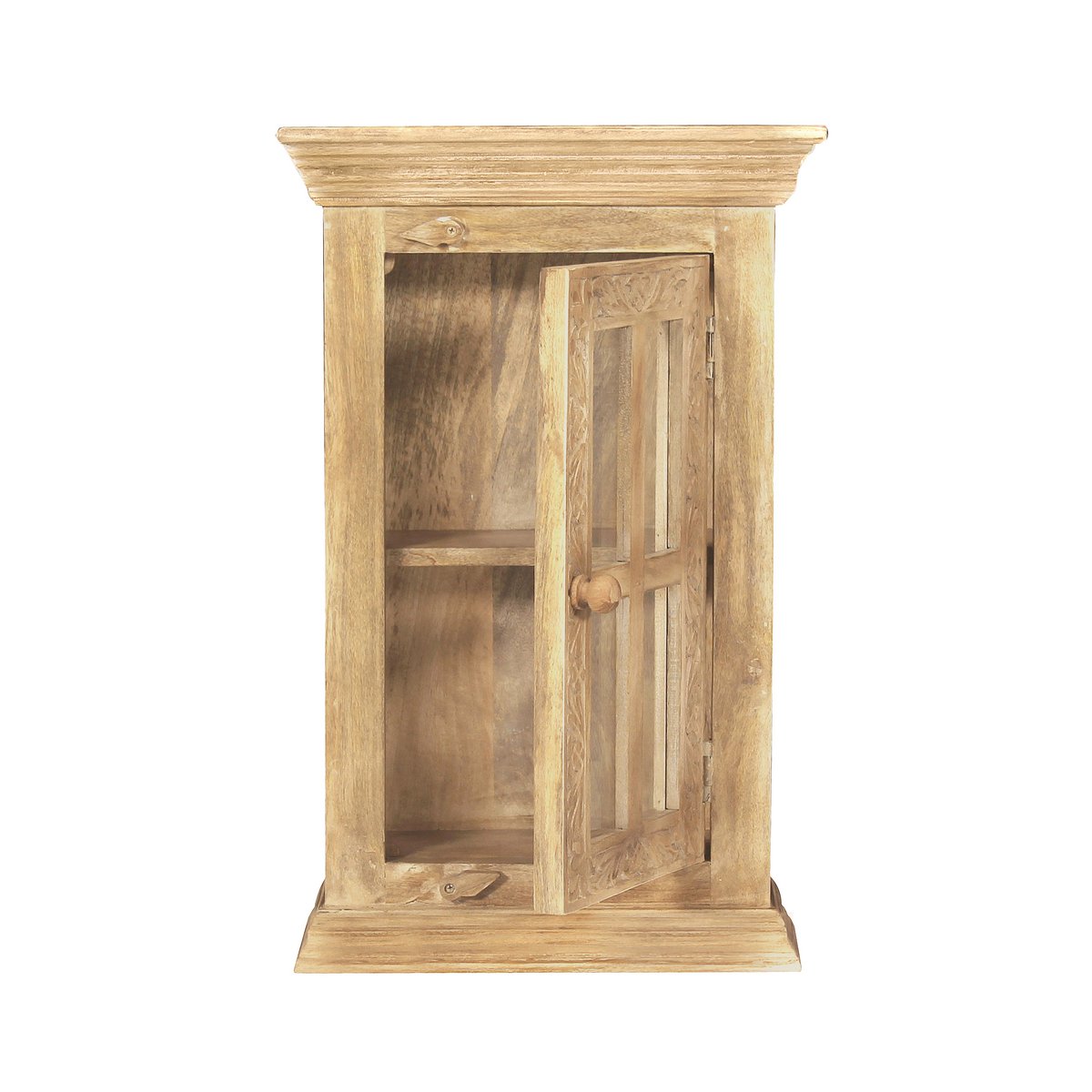 Exotische Wandkast van Mangohout met Glazen Deur - Afbeelding 5