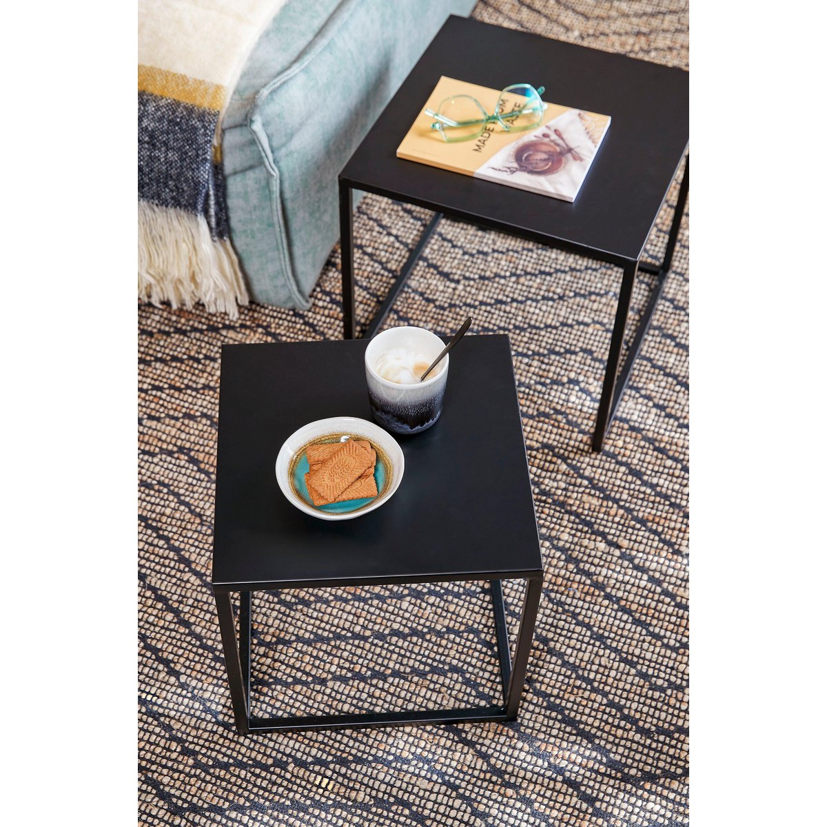 Goa Set van 2 Industriële Bijzettafels Zwart Metaal - Afbeelding 5