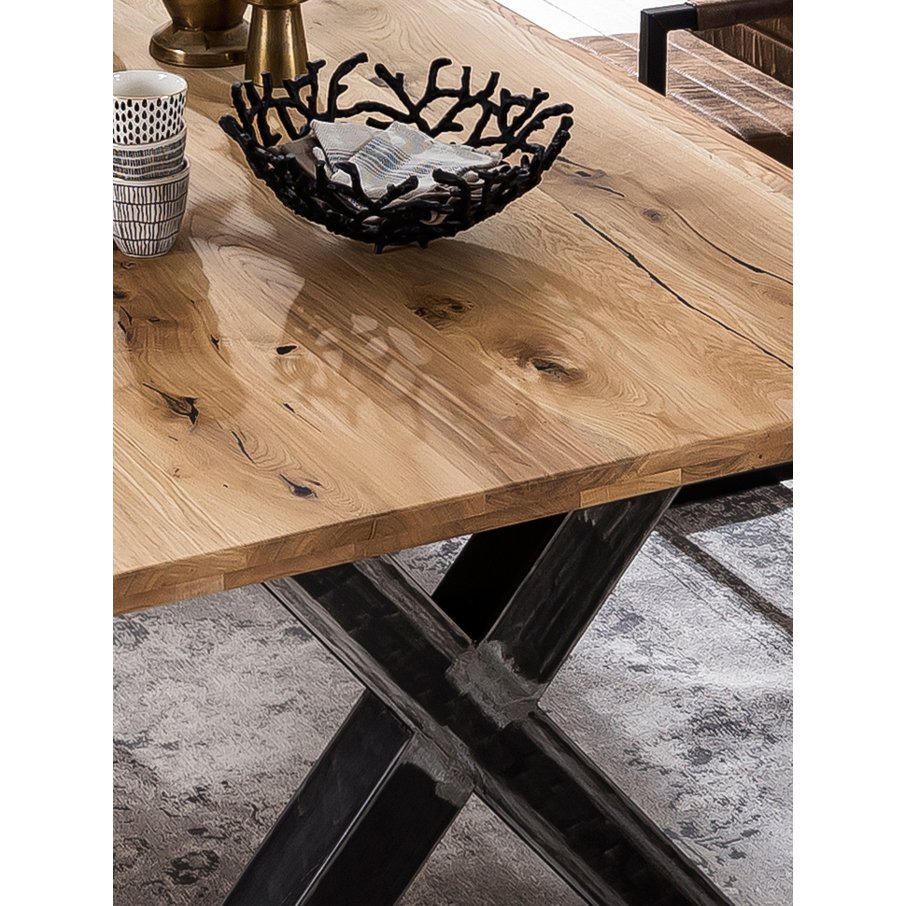 Eettafel Wild Eikenhout met X-frame - Bruin/Zwart 200x100 cm - Afbeelding 4