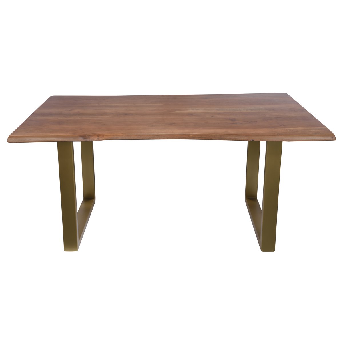 Natuurlijke Eettafel met Organisch Houten Blad en Messingkleurig Frame 160 cm - Afbeelding 2