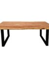 Massief Houten Boomstamtafel - Acaciahout met Zwart Stalen Onderstel 200x100 cm