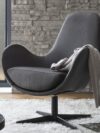 Gestoffeerde Draaifauteuil - Donkergrijs met Zwart Metalen Onderstel