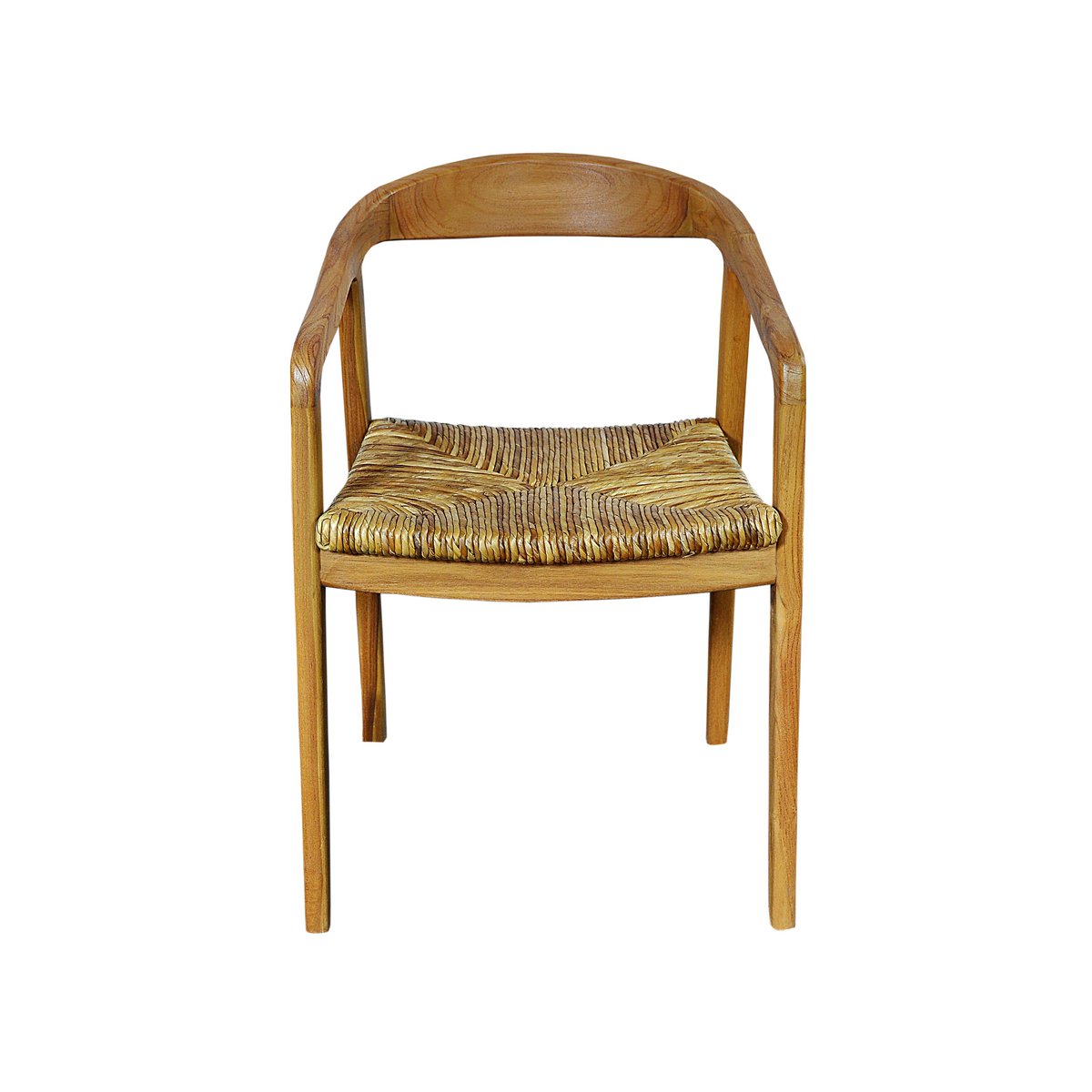 Handgemaakte Teakhouten Fauteuil met Weens Rotan - Afbeelding 2