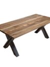 Eettentabel 240 x 100 x 77 cm | Tabel top 43 mm | Mango Nature | X metalen frame antiek zwart