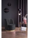 Zwarte Fluwelen Draaifauteuil met Goudkleurige Voet
